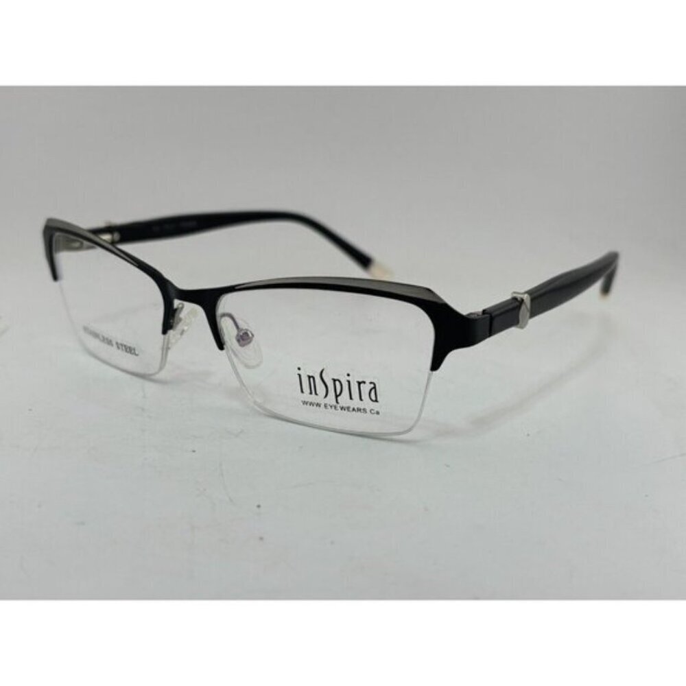 INSPIRA EYEWEAR - S6741 52-17-135 C1 Black Half Rim Metal Eyeglass Frames